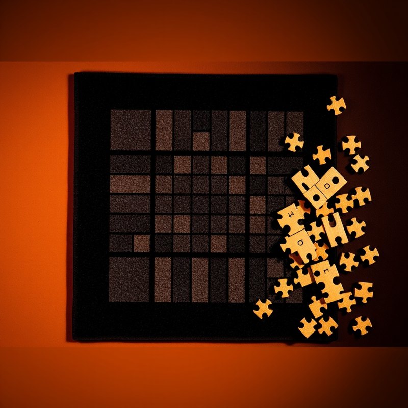 A sudoku grid, crossword squares and wooden puzzle pieces